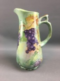 Vintage hand painted grape design vase