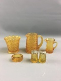 Group of 6 vintage amber glass items