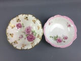 Group of 2 vintage floral print bowls