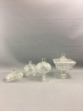 Group of 4 Vintage American Fostoria crystal covered compotes and more