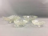Group of 4 Vintage American Fostoria crystal 3 footed bowls