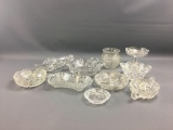 Group of 10 clear Pressed and cut glass