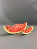 Group of 2 hand painted wooden watermelons