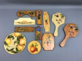 Group of 11 hand painted wood decor