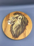Hand painted lion head lazy susan