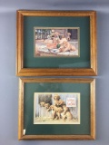 Group of 2 framed puppy prints