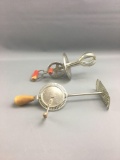 Group of 2 antique cream and egg whipper and beater