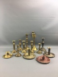 Group of 13 vintage candlestick holders