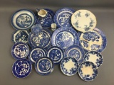 Group of 20 pieces of miscellaneous Flow blue dishes