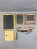 Group of antique children?s chalk boards and more