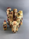 Carved Santa figures