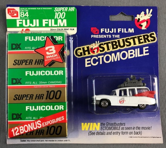 Fuji Film Vintage Ghostbusters Ectomobile Die Cast Toy Car in Original Packaging