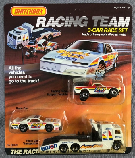 Vintage Matchbox Racing Team Die Cast Toy Set In Original Packaging