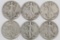 Lot of (6) Walking Liberty Silver Half Dollars.