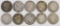 Lot of (10) Barber Silver Dimes.