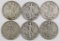 Lot of (6) Walking Liberty Silver Half Dollars.