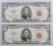 Lot of (2) Consecutive 1963 $5 Legal Tender Notes.