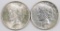 Lot of (2) Peace Silver Dollars.