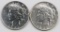 Lot of (2) Peace Silver Dollars.