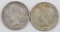 Lot of (2) 1922 P Peace Silver Dollars.