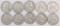 Lot of (10) Franklin Silver Half Dollars.