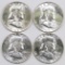 Lot of (4) Franklin Silver Half Dollars.