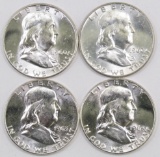 Lot of (4) Franklin Silver Half Dollars.