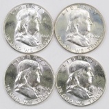 Lot of (4) Franklin Silver Half Dollars.