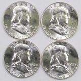 Lot of (4) 1963 P Franklin Silver Half Dollars.