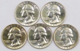 Lot of (5) 1955 D Washington Silver Quarters.