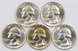 Lot of (5) 1955 D Washington Silver Quarters.