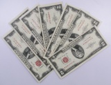 Lot of (8) 1953 $2 Legal Tender Notes.