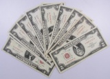 Lot of (11) 1963-A $2 Legal Tender Notes.