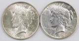 Lot of (2) Peace Silver Dollars.