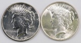 Lot of (2) Peace Silver Dollars.