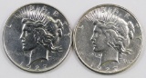 Lot of (2) Peace Silver Dollars.