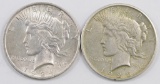 Lot of (2) Peace Silver Dollars.