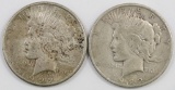 Lot of (2) 1922 S Peace Silver Dollars.