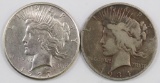 Lot of (2) Peace Silver Dollars.