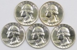 Lot of (5) 1955 D Washington Silver Quarters.