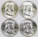 Lot of (4) Franklin Silver Half Dollars.