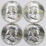 Lot of (4) Franklin Silver Half Dollars.