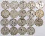 Lot of (19) Walking Liberty Silver Half Dollars.