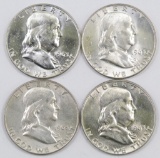 Lot of (4) 1963 D Franklin Silver Half Dollars.