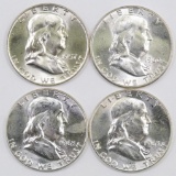 Lot of (4) Franklin Silver Half Dollars.