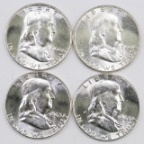 Lot of (4) Franklin Silver Half Dollars.