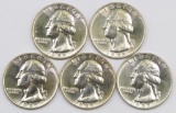 Lot of (5) 1955 D Washington Silver Quarters.