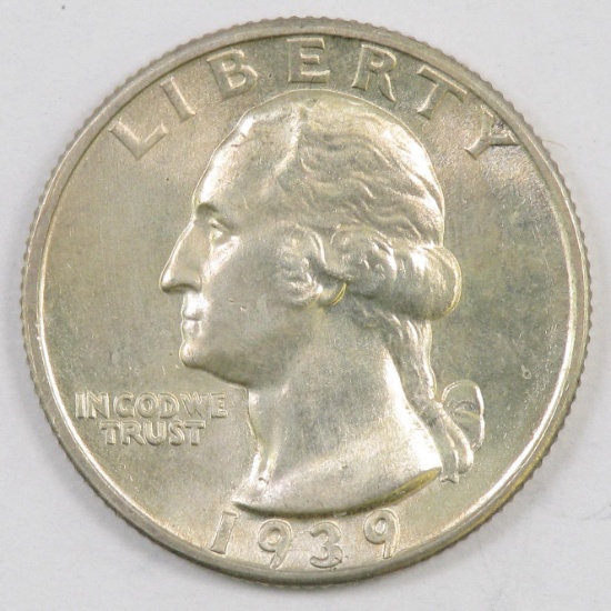 1939 S Washington Silver Quarter.