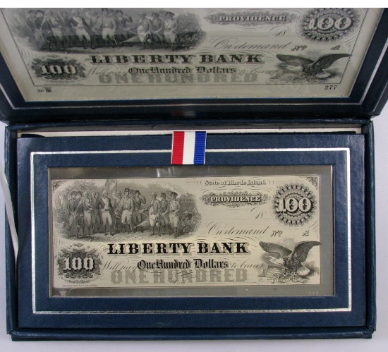 1976 International Silver Company & American Banknote Company Sterling Silver Banknote Series.