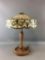 Antique Tiffany Style Lamp Shade with Wood Base